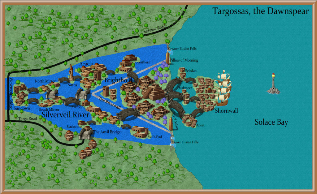 A map of Targossas, the Dawnspear.