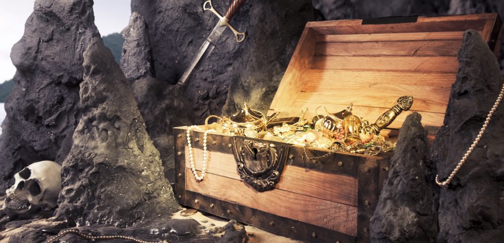 Treasure chest and skull