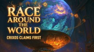 Achaea Championship Race Around the World - magical scrying globe with golden race route and orbiting championship runes