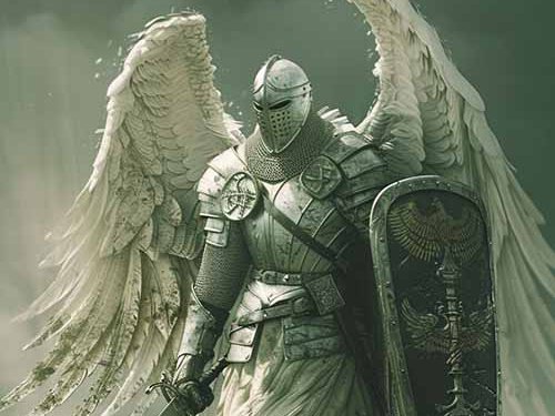 An Atavian Paladin: a winged knight of Targossas with helm, sword, and Targossas phoenix shield | Achaea An Atavian Paladin: a winged knight of Targossas with helm, sword, and Targossas phoenix shield