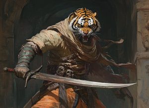 A Rajamala character: hero portrait for the Achaea Rajamala race page.