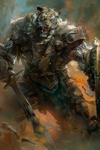 A Rajamala Paladin - illustrative portrait of a Rajamala character playing the Paladin class in Achaea.