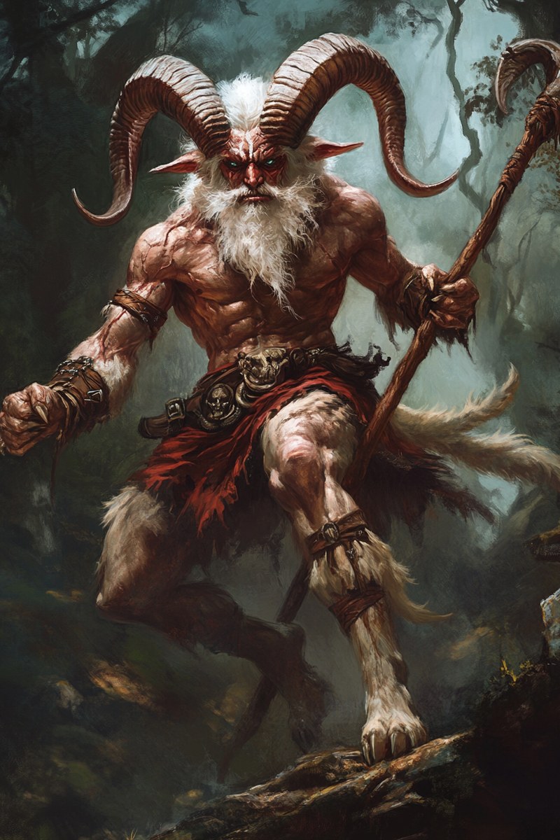 A Satyrs Druid: illustrative portrait.