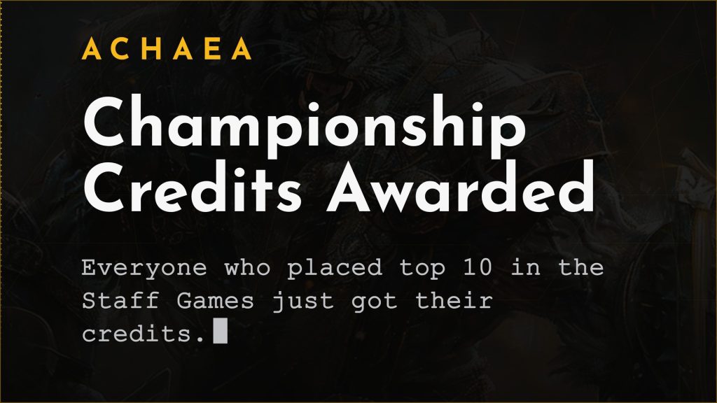 Achaea awards championship credits to the top 10 finishers of the last Staff Games