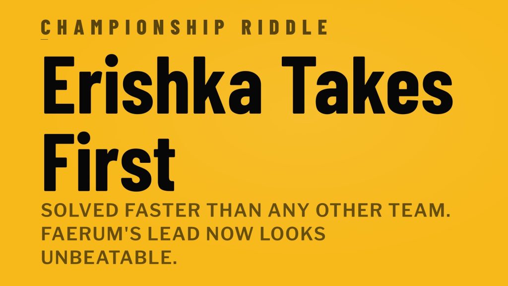 Achaea Championship Riddle results - Erishka takes first place ahead of the field