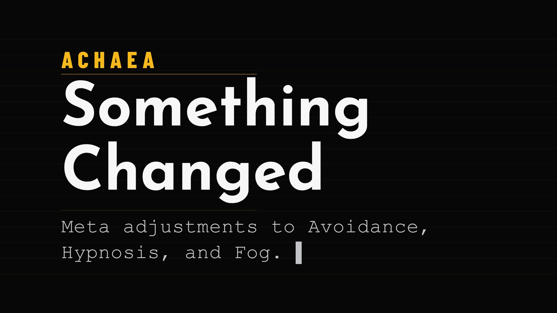 Achaea meta adjustments to Avoidance, Hypnosis, and Fog -- patch notes June 2026