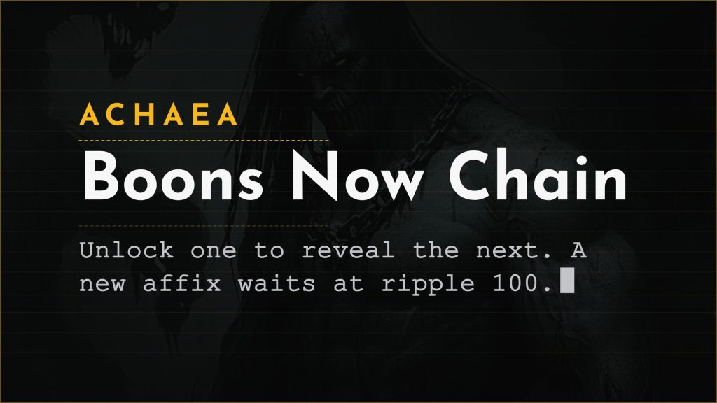 Achaea boon chains and the new Iconoclast affix at Mnemosyne ripple 100
