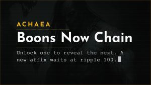 Achaea boon chains and the new Iconoclast affix at Mnemosyne ripple 100