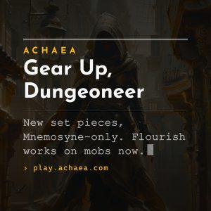 Achaea Dungeoneer gear set update: new gloves, chest, and boots pieces for the Mnemosyne