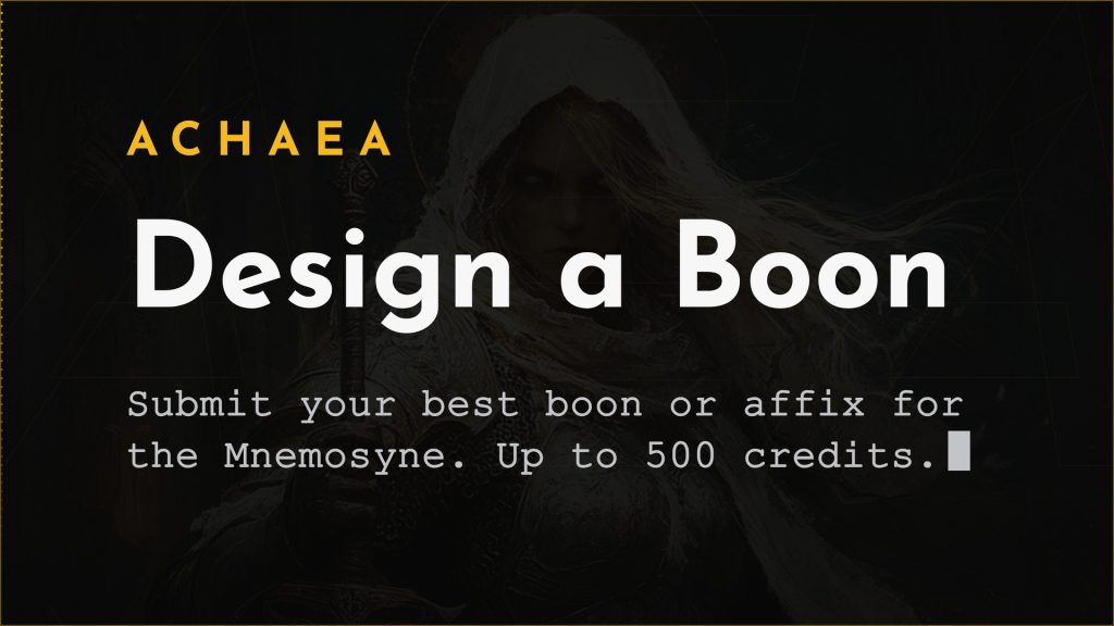 Achaea Discord contest: design a boon or affix for the Mnemosyne to win up to 500 credits