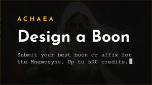 Achaea Discord contest: design a boon or affix for the Mnemosyne to win up to 500 credits