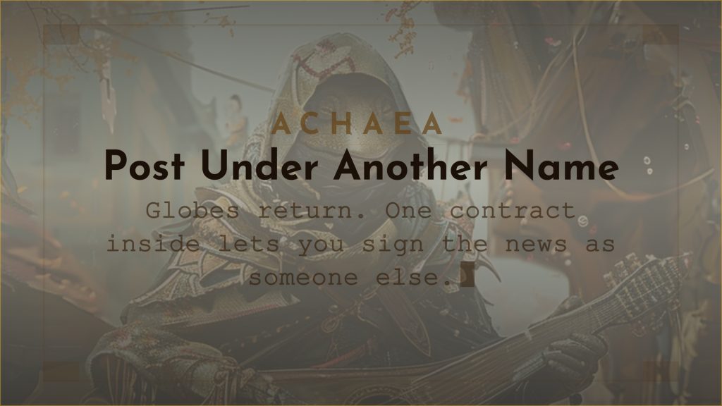 Achaea August promotion: Globes of Shifting Continents return with Moderngods, Empires, and Seafaring talismans