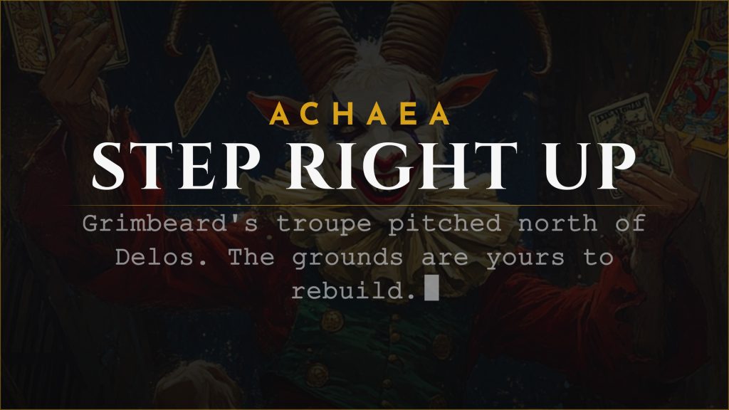 Achaea Iron Carnival: Grimbeard and Percivale's fairground opens north of the Delos Bridge