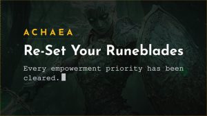 Achaea update card: Runelore runeblade empowerment reworked to per-weapon settings, August 2026