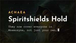 Achaea updates card: Spiritshields now function for all players in Mnemosyne, August 2026
