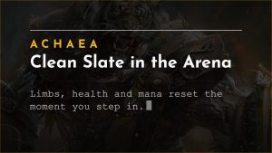 Achaea update card: limbs, health and mana reset on entering any arena, and TALISMANSEARCH searches talismans like ARTSEARCH