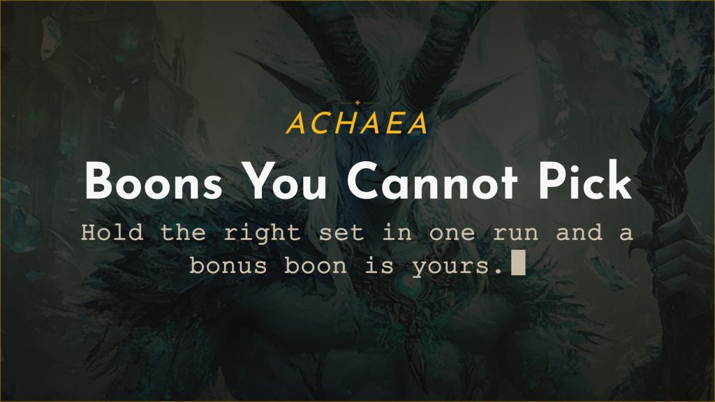 Achaea announce card for Mnemosyne Combo Boons, bonus boons granted automatically for claiming every boon in a set