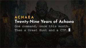Achaea birthday card: Twenty-Nine Years of Achaea, HAPPYBIRTHDAYACHAEA
