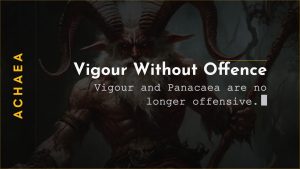 Achaea announce card for the 13th of October updates: Groves Vigour and Panacaea are no longer offensive actions