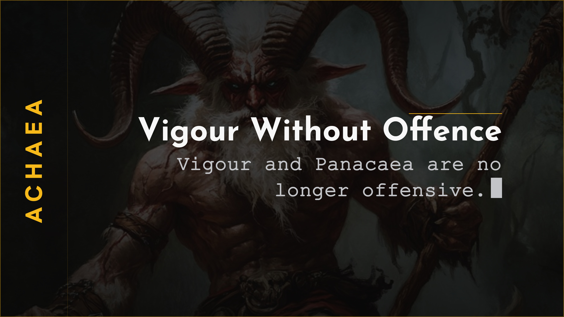 Achaea announce card for the 13th of October updates: Groves Vigour and Panacaea are no longer offensive actions