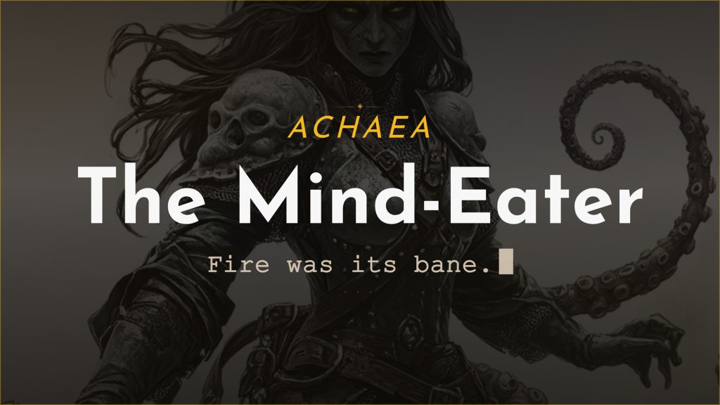 Achaea announce card for A Hunger after Thought and Flesh: the mind-eater beneath Aster Malik