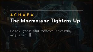 Achaea announce card for the 17th of October updates: Mnemosyne gold, gear and renown rewards adjusted